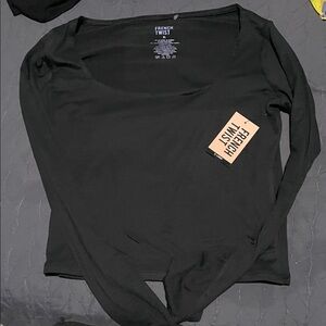 Black Women's Blouse French twist ..silky material ..long sleeve